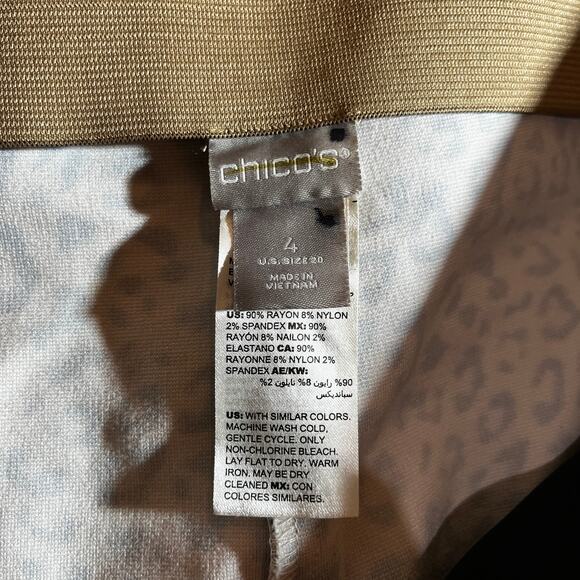 Chico's Pants Womens Size 4 US 20 Tan Leopard Print Pull On‎ Ankle High Rise - Picture 7 of 11